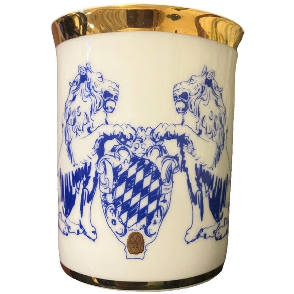 Bayers Löwen Other - German Bayers Löwen Lion Crest coffee tea mug Porcelain Mug Gold Gilt, blue